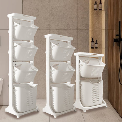 Two-Tier Rolling Laundry Hamper Cart with Removable Baskets for Bathrooms, Bedrooms and Laundry Rooms