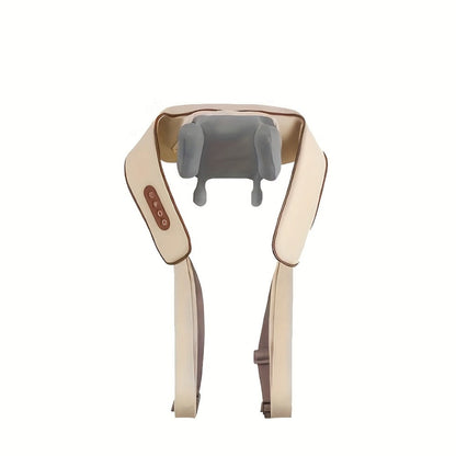 6-Node Wireless Neck and Shoulder Massager with Heat, Hands-Free Straps and Beige or White Color Options