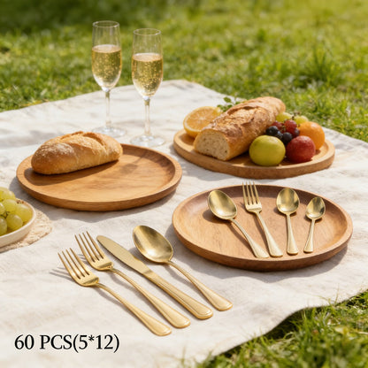 Large Flatware Set with 60-, 65- or 84-Piece Silver, Gold or Black Options and Chopstick Configurations