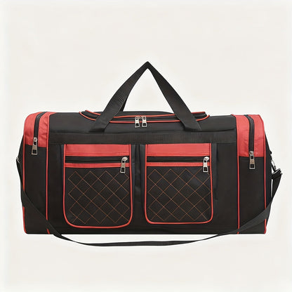 Gym Duffel Bag Large Capacity Travel Bag for Men Women Heavy Duty Polyester Multi Pocket Adjustable Shoulder Strap Zipper Closure for Fitness Workout Weekend Trips Business Travel Outdoor Black Blue Red