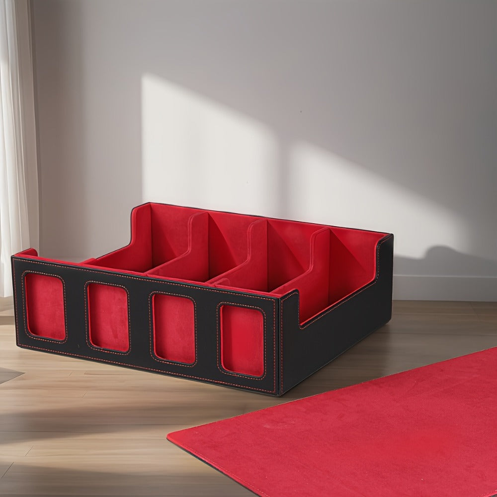 Four-Row Trading Card Storage Box with Display Windows, Four Colors and Pictured Divider Accessories