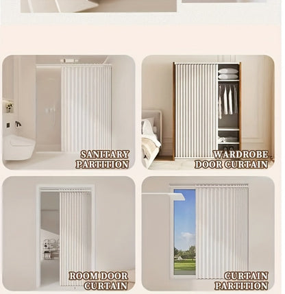 Magnetic Room Divider Curtain Doorway - Rodless Bohemian Striped Door Curtain, 210GSM Thickened Polyester, Natural Drape, Space Partition for Living Room Bedroom Kitchen, Machine Washable, No Rod Needed