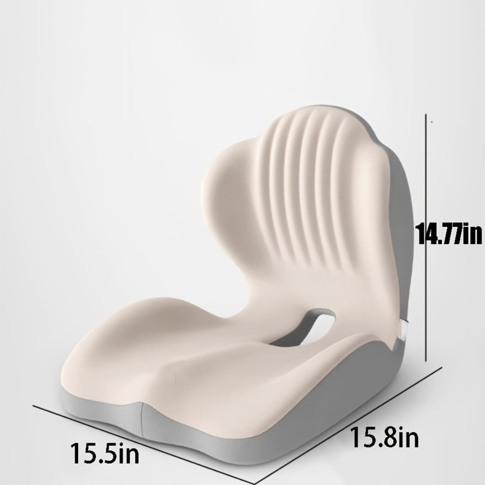 Contoured Seat Cushion with Hip and Lumbar Support Shape in Six Gray, Pink, Black, White or Green Styles