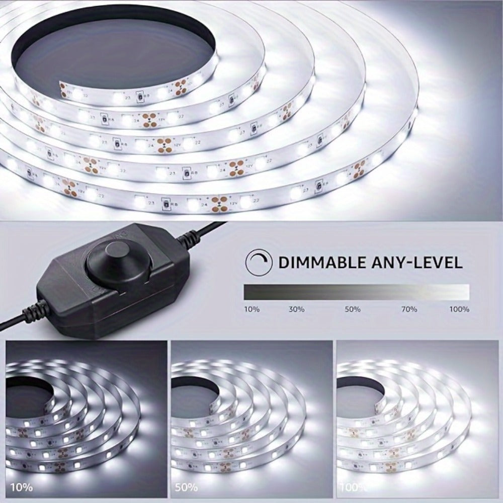 32.8ft 1200-LED Strip Light Kit with White and Warm White Selections, 24V Adapter and Knob Dimmer