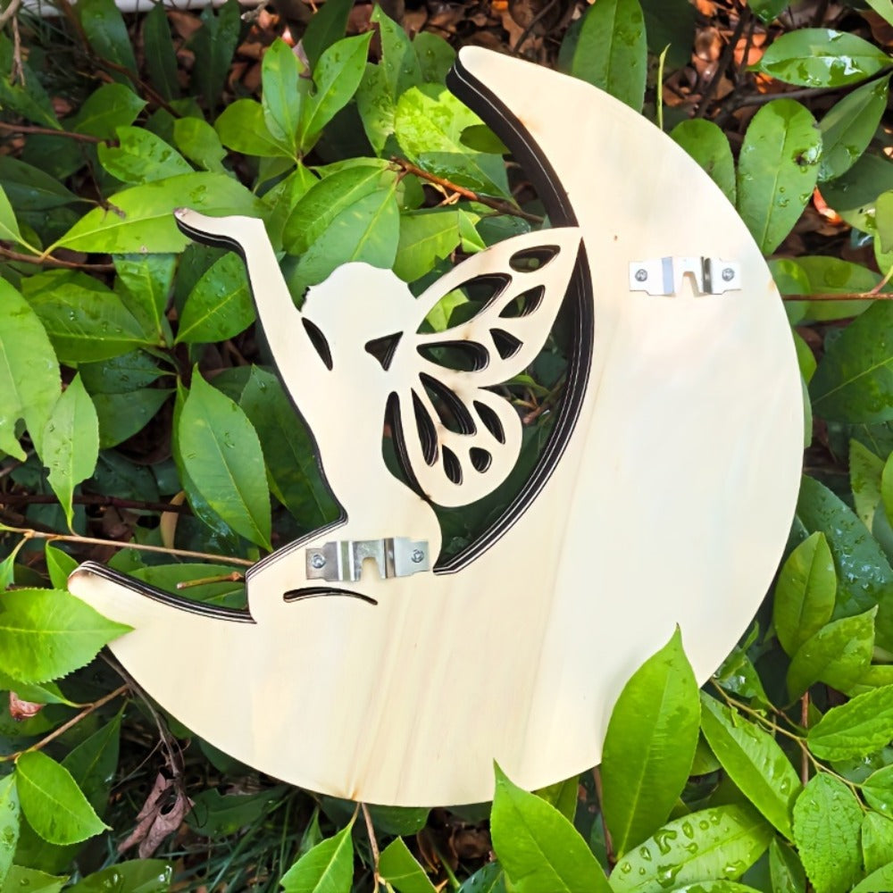 Crescent Moon Crystal Display Shelf with Fairy Silhouette, Five Tiers and Black MoonFairy Style