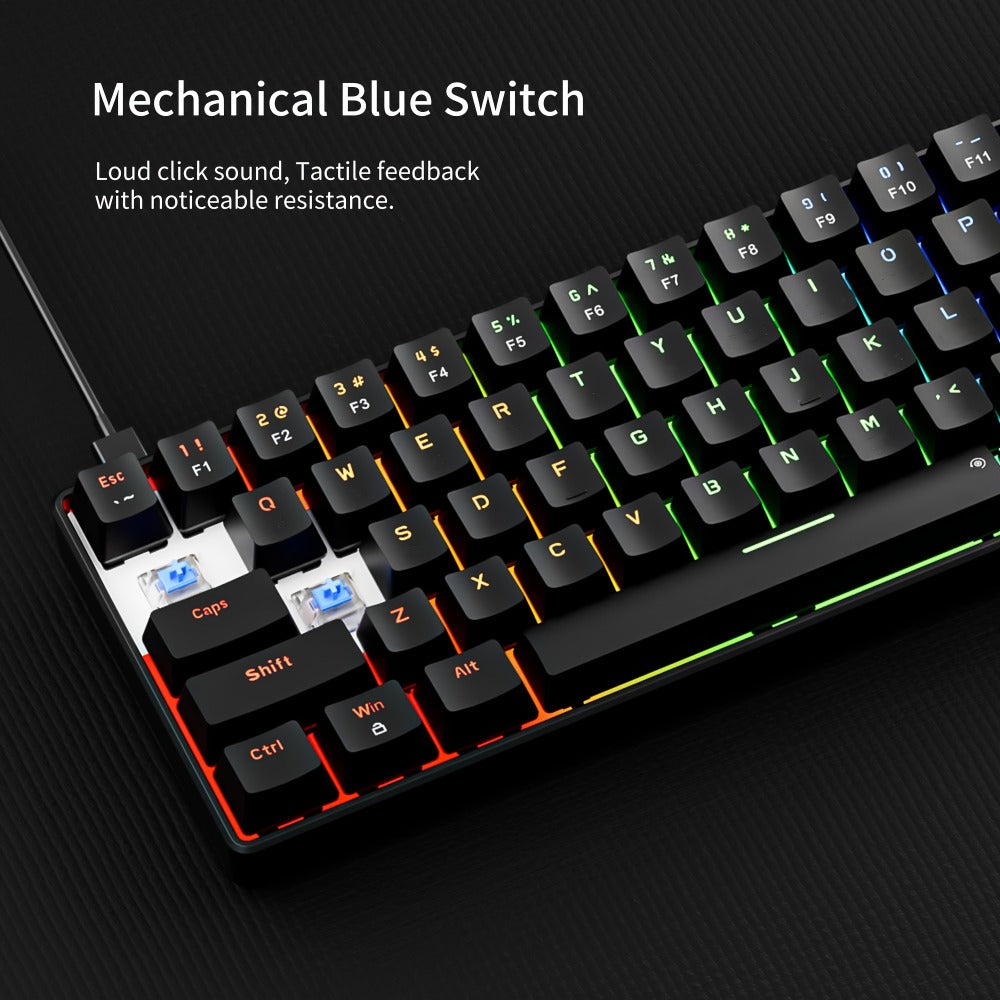 Hot-Swap 61-Key 60% RGB Mechanical Gaming Keyboard, Hot Swappable Red Blue Switch Compact Wired Keyboard with RGB Backlight, Portable Mini Keyboard for Windows PC Laptop Mac Gamers Typists
