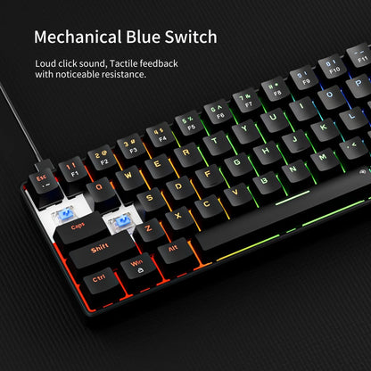 Hot-Swap 61-Key 60% RGB Mechanical Gaming Keyboard, Hot Swappable Red Blue Switch Compact Wired Keyboard with RGB Backlight, Portable Mini Keyboard for Windows PC Laptop Mac Gamers Typists