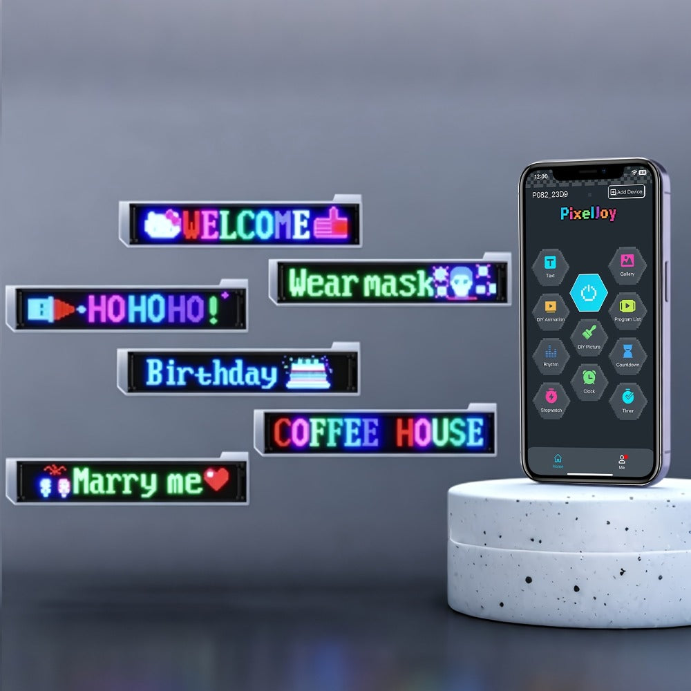 LED Matrix Panel Flexible Programmable Display - Bluetooth APP Control, USB Powered DIY LED Sign Board, Custom Text & Animation for Store Car Hotel Holiday Decoration