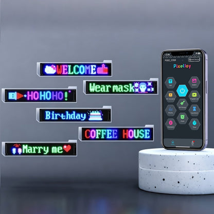 LED Matrix Panel Flexible Programmable Display - Bluetooth APP Control, USB Powered DIY LED Sign Board, Custom Text & Animation for Store Car Hotel Holiday Decoration