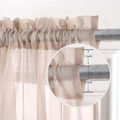 Two-Panel Solid Sheer Curtains with Rod-Pocket Header, Seven Colors and Four Size Configurations