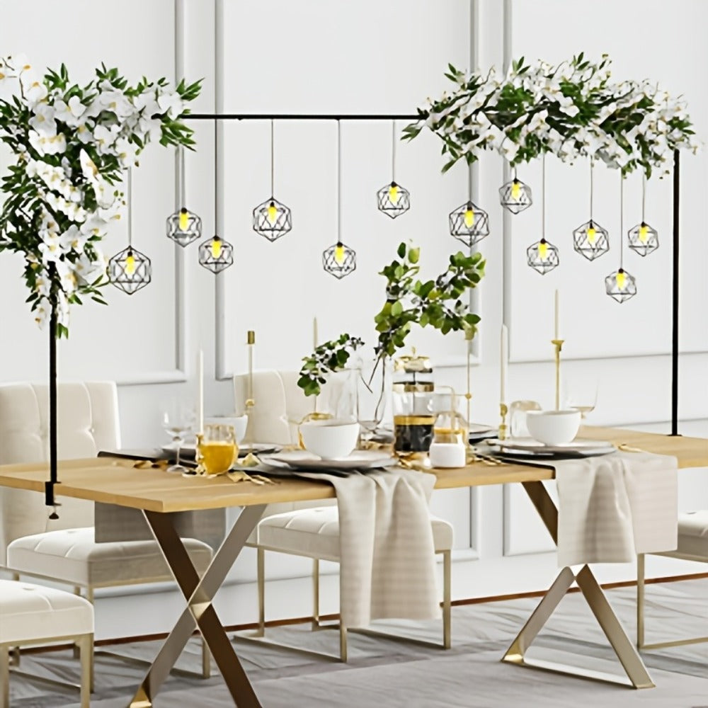 Forty-Four-Inch Adjustable Black Metal Tabletop Arch Stand with Clamps for Party Centerpieces
