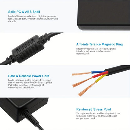 Fixed 19V 3.42A 65W Power Adapter with No-Tip or Nine-Tip Connector Configuration and US Cord