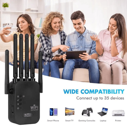 Wall-Piercing WiFi 6 Extender with 6 Antennas, Portable Wide Coverage Repeater, Stable Connection for Home Office Coffee Shop Co-Working Space, All Smart Routers Compatible, Multiple Editions