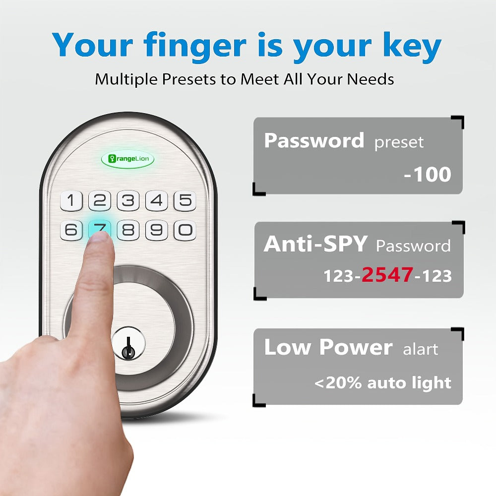 Electronic Keypad Deadbolt 3-Pack Keyless Entry Door Lock with 100-Code Capacity, Auto Lock, Anti-Peep PIN & Backup Key – No WiFi No App, Smart Lock for Home Villa Courtyard Apartment Standard Doors