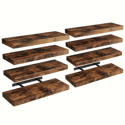 15.8-Inch Floating Wall Shelf Set with Concealed-Style Brackets, Five Finishes and 4- or 8-Piece Options