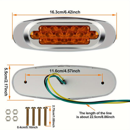 LED Side Marker Lights 4-Pack for Truck Trailer 16 LEDs Dual Mode Steady-On & Flash – 12-24V Universal Fit Front Rear Side Marker Lamp in Red White Blue Green Yellow