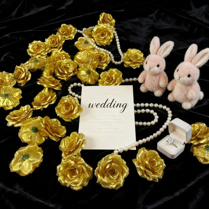 Artificial Silk-Labeled Rose Heads with 6-Inch Detachable Stems, 50-Piece Set in Black, Red or Wine Red