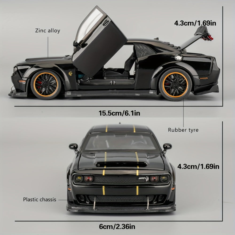 1:32 Scale Dodge Hellcat Die-Cast Metal Car Model with Openable Doors & Display Base – Collector Diecast Vehicle, Desk Decoration, Birthday Christmas Gift for Adults Men
