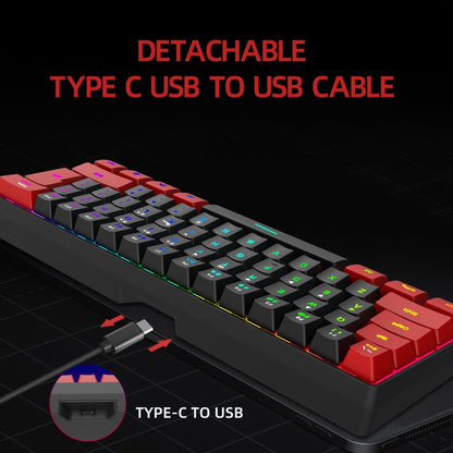 60% Compact Wired Gaming Keyboard RGB Backlit Membrane Ultra-Mini 61 Keys for PC Gamers Laptop Desktop Windows Mac – SNPURDIRI Red and Black Small Gaming Keyboard with Anti-Ghosting