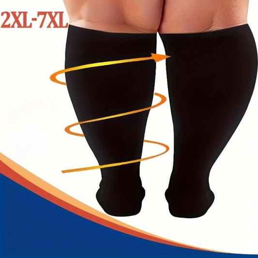 Plus Size Compression Socks 2 Pairs High Elasticity Sports Fitness Oversized Socks for Men Women 2XL 3XL 4XL 5XL 6XL 7XL Running Athletic Support