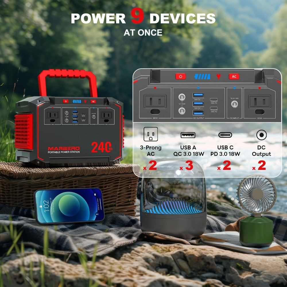 Solar Generator Portable Power Station 88.8Wh 111Wh 237Wh with Foldable Solar Panel, 100W Pure Sine Wave AC Output USB-C PD USB QC3.0 DC LED Emergency Light for Camping RV Hiking & Home Backup Power
