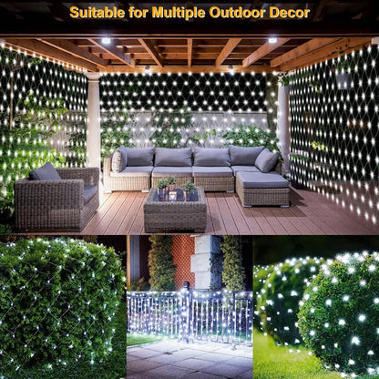 Solar Net Mesh Lights with Separate Panel, 100 to 360 LEDs and Three Colors for Outdoor Displays