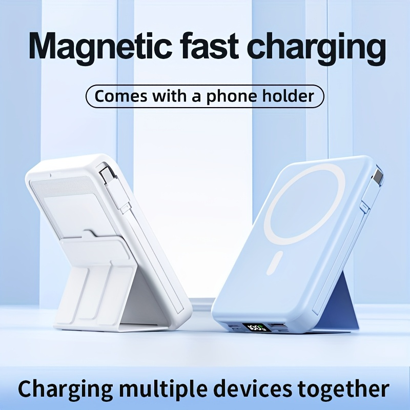 10000mAh Mobile Power, 22.W Magnetic Charging Treasure, Comes with Convenient Dual Cable, with LED Power Display, Stand Mobile Power, Can Charge 5 Devices At The Same Time, Comes with Stand, Can Be On The Plane