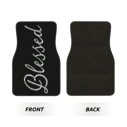 Car Floor Mats Set 2/4pcs, Durable Easy-Clean Universal Fit Interior Floor Liners for Men & Women, Stylish Blessing Pattern Car Carpet Pad, Great Gift for All Seasons