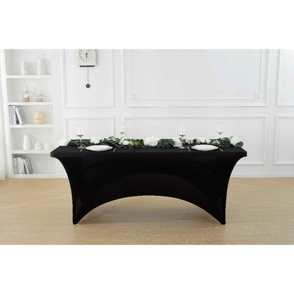 Tablecloth Fitted Stretch Cover Set for 4, 6 or 8-Foot Rectangle Tables in 3 or 5-Piece Packs