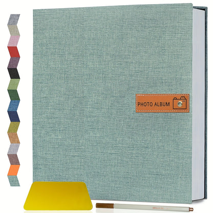 Self-Adhesive Linen Photo Album with 40- or 60-Page Options, Two Cover Sizes, Metal Pen and 12 Colors