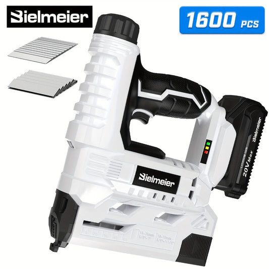 Cordless Stapler Brad Nailer 2-in-1 4V / 20V No Compressor – Lightweight with Battery, Charger & 1600pcs Nails & Staples, for Carpentry, Home Improvement, Upholstery & DIY – Multiple Colors & Upgrade Versions