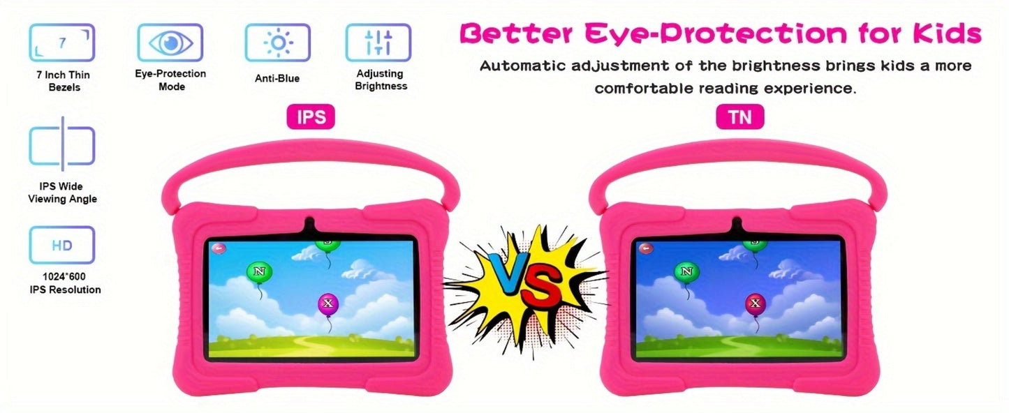 Kids Tablet Veidoo 7 Inch with 1GB or 2GB RAM, 16GB or 32GB Built-In Storage and Handled Silicone Case