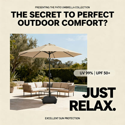 Market Umbrella 9FT Patio Outdoor Table Umbrella with Vent & Base
