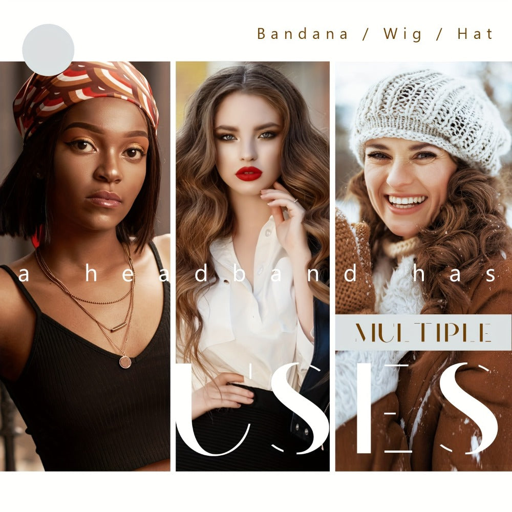 Velvet Wig Grip Caps, Three-Piece Adjustable Set in Light Beige, Beige, Black, Brown or Coffee
