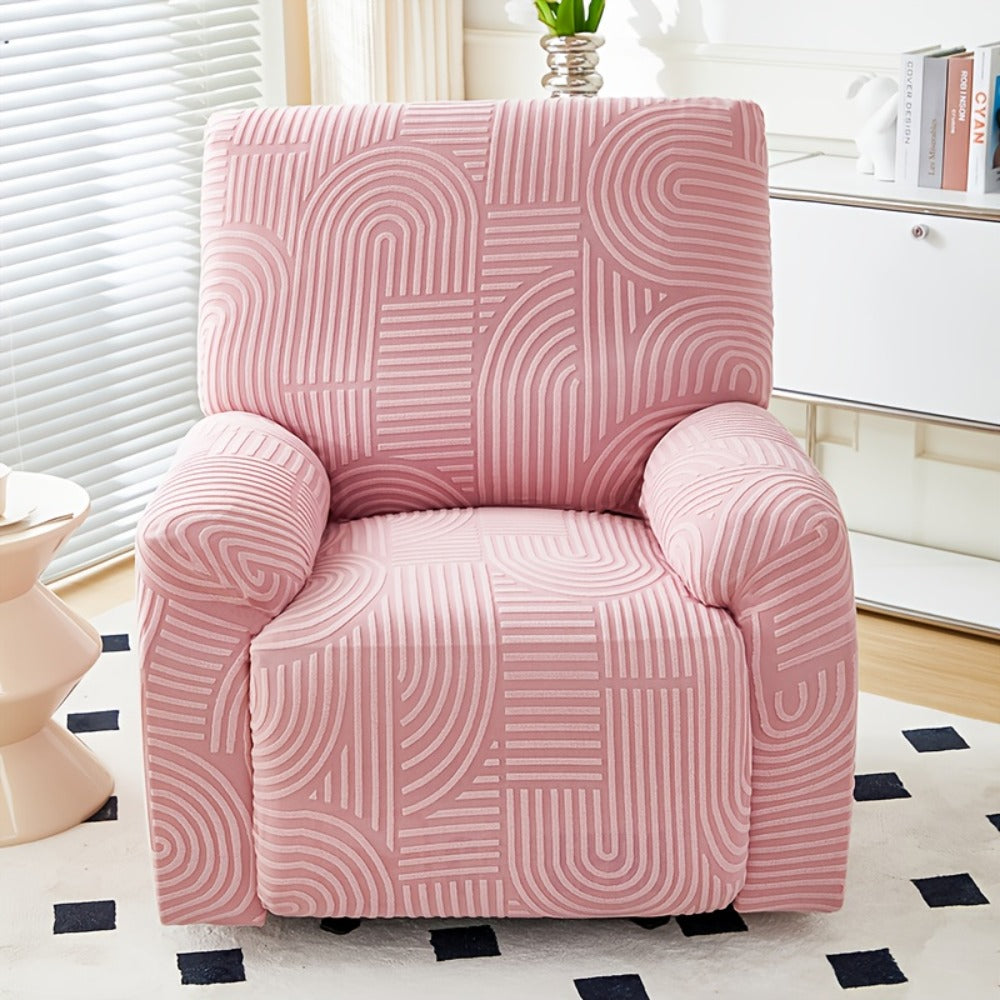 Recliner Slipcover, Four-Piece Elastic Jacquard Single-Seat Chair Cover in Six Color Options
