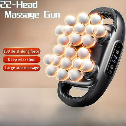 Multihead Massage Gun in Gray with 12, 16 or 22 Massage Heads, Nine Gear Positions and Nine Mode Groups