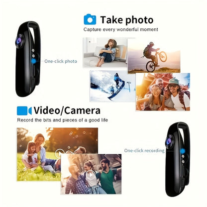 1080P Clip-On Body Camera with 130-Degree Wide-Angle Marking, Photo, Video and Cyclic Recording Controls