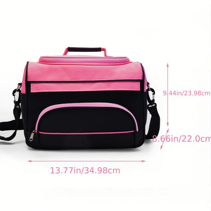 Hairdresser Tool Bag Multi-Functional Salon Styling Organizer with Adjustable Strap Large Capacity Hair Makeup Artist Case for Professionals Travel Pink Black Zebra