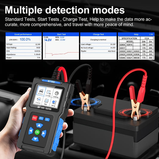 Car Battery Tester 12V 24V 20-2000 CCA Automotive Battery Load Tester and Alternator Tester for AGM GEL Lead-Acid Batteries Multi-Language BT3001