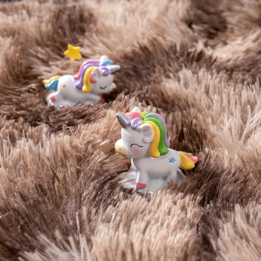 Shaggy Area Rug Soft Plush Fuzzy Carpet Non-Slip Tie-Dye Design for Bedroom Living Room Nursery Dorm — Pet Friendly Machine Washable Multiple Sizes & Colors