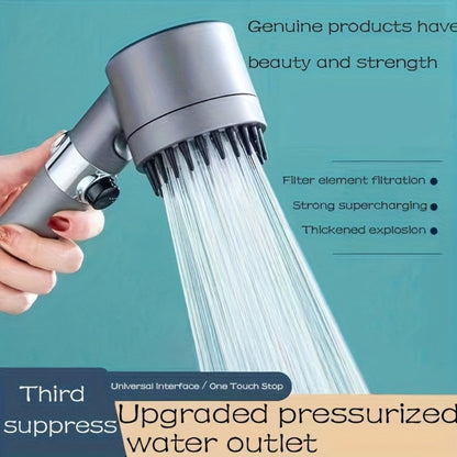 Nine-Piece Handheld Shower Head Set with Three Spray Modes, 59-Inch Hose, Five Cartridges and Wall Bracket