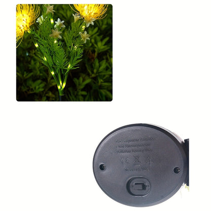 Solar Garden Light Flower Stakes 2-Pack with Three Heads and Yellow, Pink or Red Options for Lawn Decor