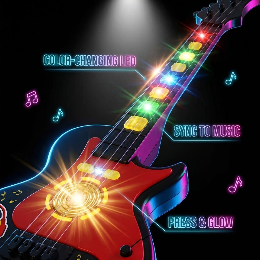 Kids Electric Guitar Toy with Microphone, Lights & Sounds – Musical Instrument Toy for Toddlers Ages 3-8, Birthday Gift for Boys & Girls