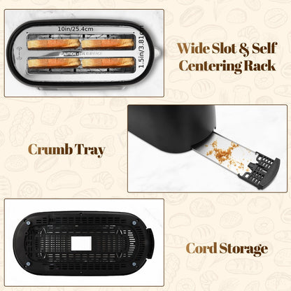 Four-Slice Long-Slot Toaster with Touchscreen, Six Browning Levels, Digital Timer and White or Black Finish