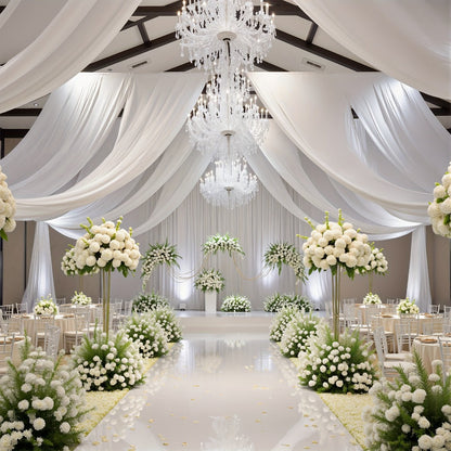 Six-Pack 63-by-118-Inch Sheer Chiffon Wedding Drape Curtains in 12 Source-Labeled Color Options