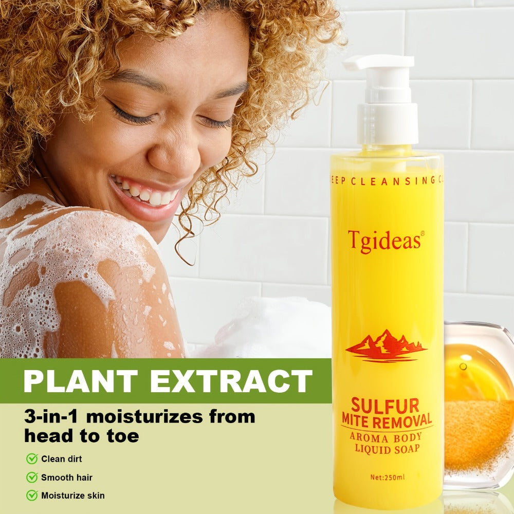 Sulfur Shampoo & Body Wash 2-in-1 Set — Scented Sulfur Soap Cleansing Liquid for Gentle Daily Scalp Purifying & Full Body Cleansing