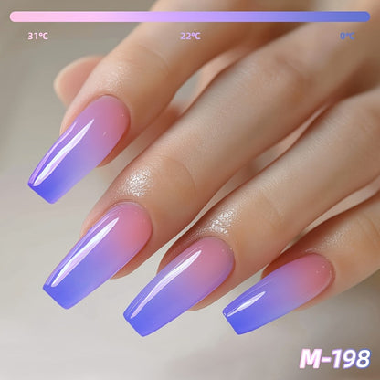 Gel Nail Polish Thermal 6-Color Set with Heat-Reactive Glitter, Frame Bottles and UV/LED Cure