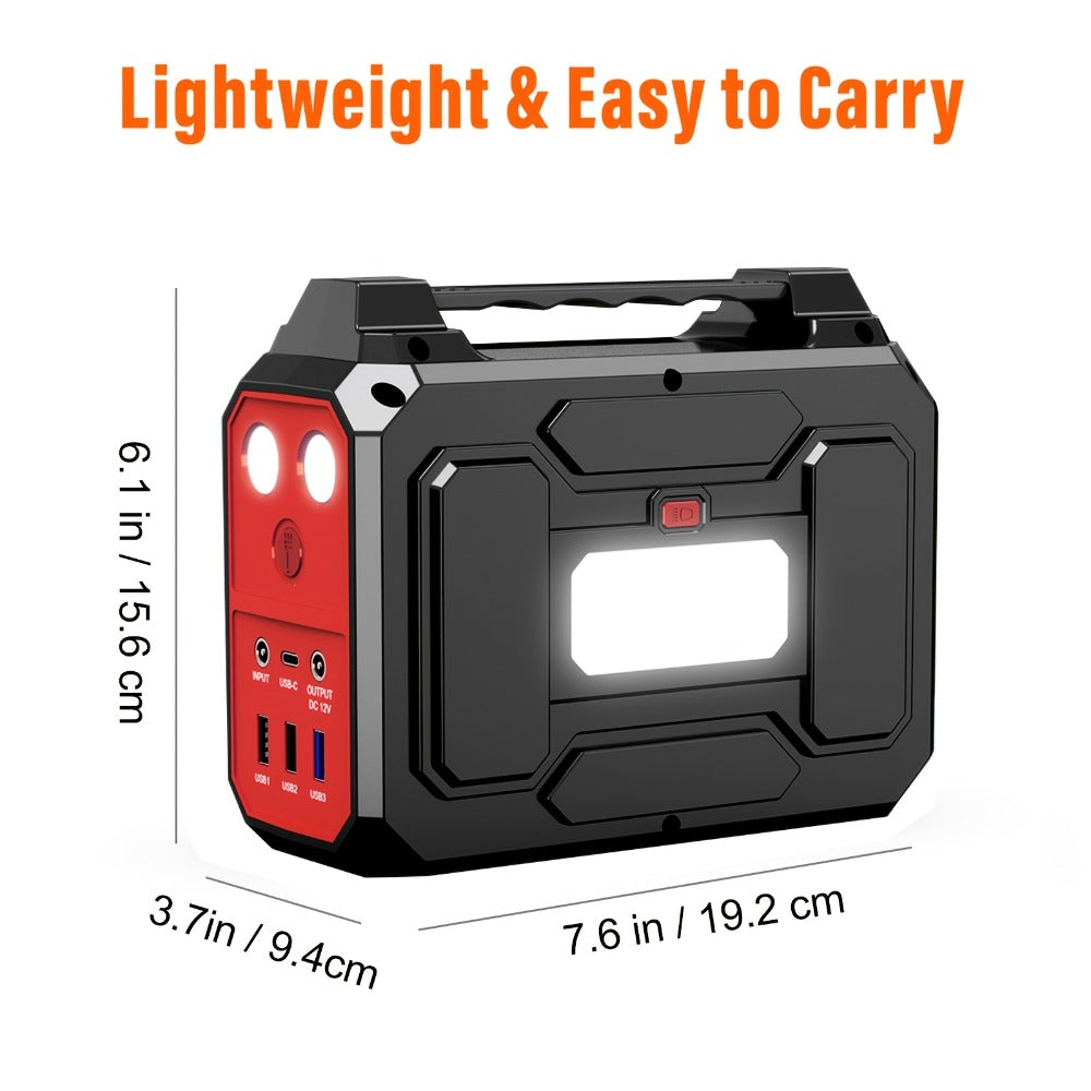 Portable Power Station 256Wh 300W Compact Unit with AC, DC, USB Outputs and Multi-Mode LED Light