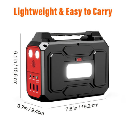 Portable Power Station 256Wh 300W Compact Unit with AC, DC, USB Outputs and Multi-Mode LED Light
