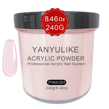 240g Acrylic Nail Powder Jar in Clear, Pink, Nude or White for Use with Compatible Acrylic Liquid